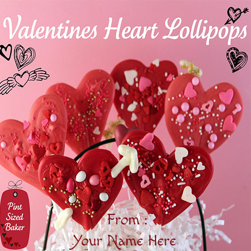 Create Valentines Heart Lollipops Pics With Custom Name