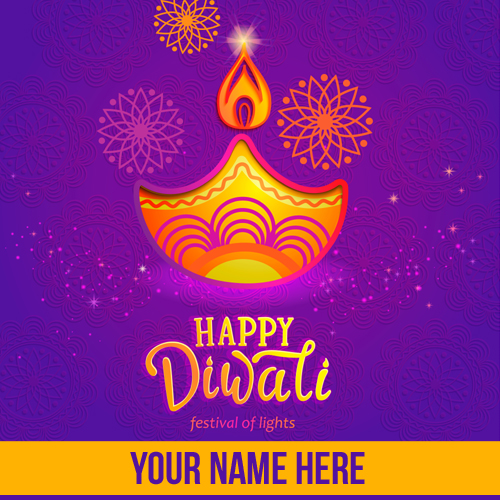 Write Your Name on Happy Diwali Diya Pictures