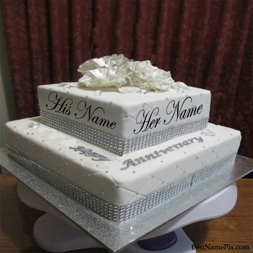 Write your name on Big  Wedding Anniversary Cake 