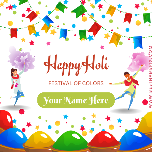 Happy Holi Festival of Colors Status Image With Name