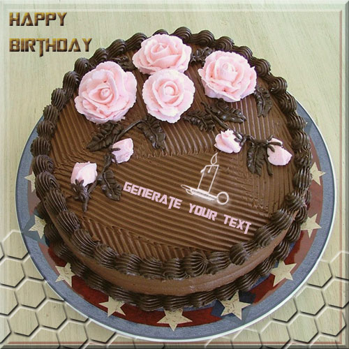 Write Your Name On Happy Birthday Rose Cake Pics