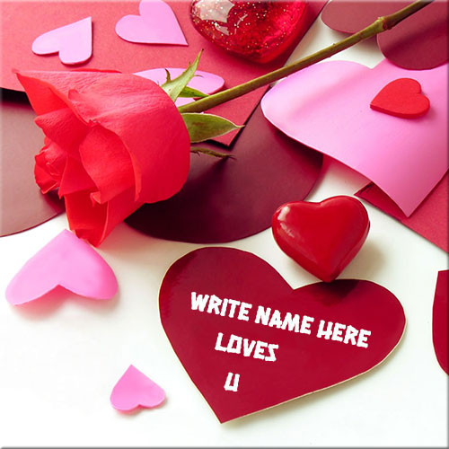 Write Custom Name On Love You Red Heart Picture