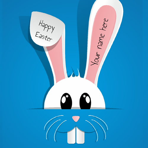 Happy Easter Day Cute Bunny Greeting With Name