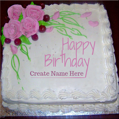Happy Birthday Roses Cake Picture With Your Name