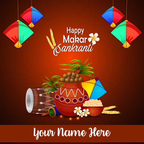 Create Name On  Happy Makar Sankranti Greetings
