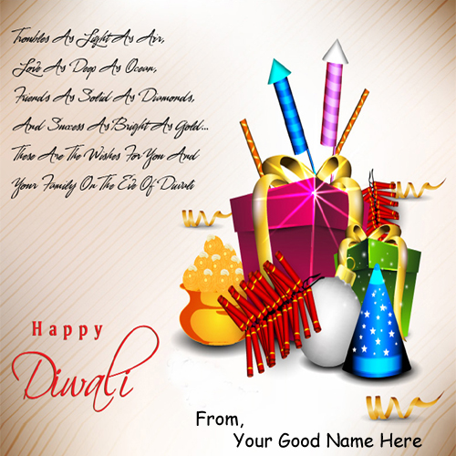 Happy Diwali Wishes Crackers Greeting Name Pictures 