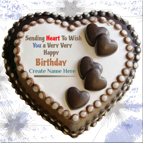 Heart Shape Chocolate Birthday Cake With Custom Name