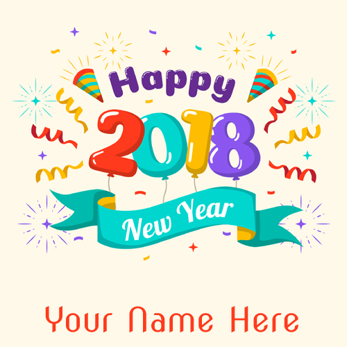 Colorful New Year 2018 Whatsapp DP With Your Name