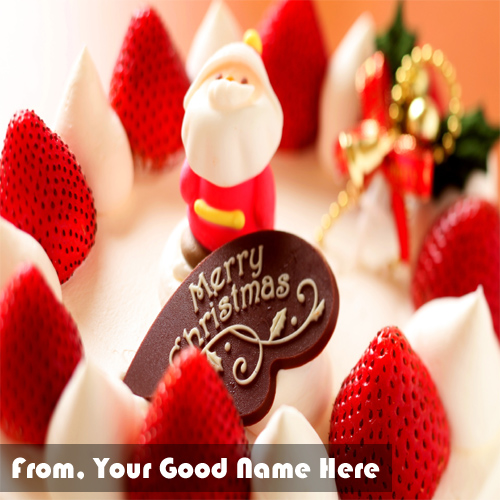  Sweet Strawberry Merry Christmas Name Cake Pictures