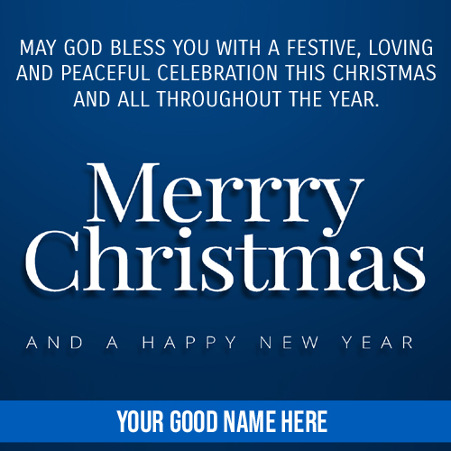 Christmas and Happy New Year Greeting Card With Name