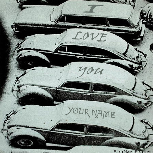Write Your Name On Snow Love Car Picture