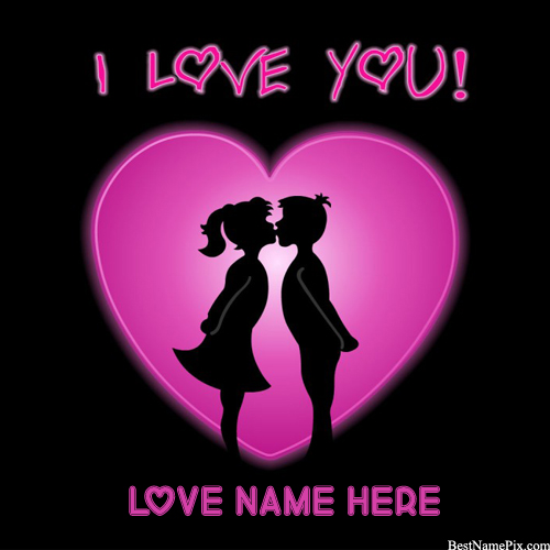 Write Your Name On Kiss Couple Heart Picture