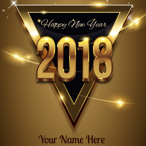 Happy New Year 2018 Wishes Golden Greeting With Name