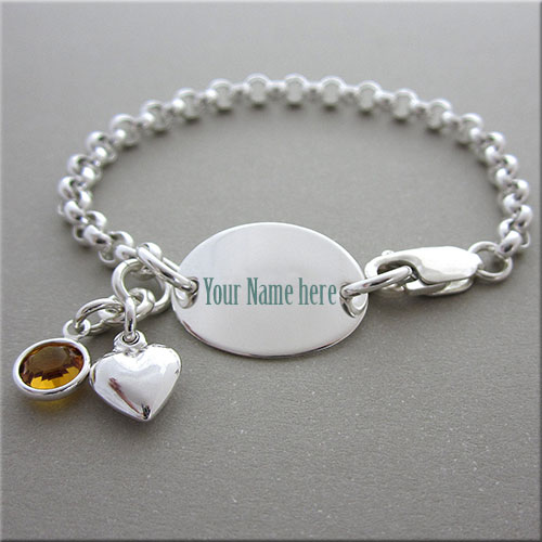 Online Print Name On Silver Chain Bracelet Picture