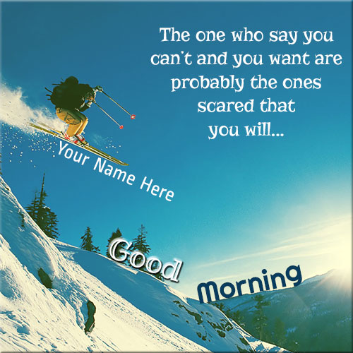 Generate Good Morning Skiing Picture With Name