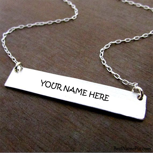 Write Your Name On Silver Beautiful Chain With Pendant
